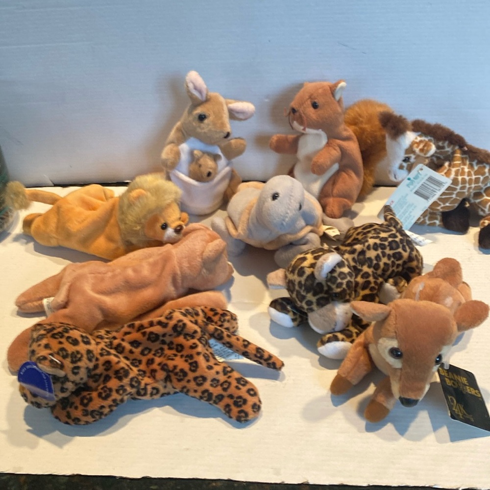 NWT and NWOT Vintage 1990s, 9-1/2 Plush Animals